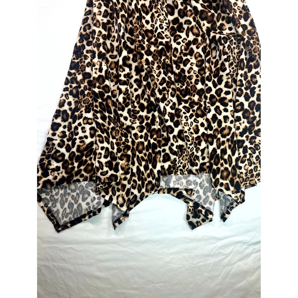 Espresso Dress Women Large Multicolor Leopard Print Handkerchief Hem Front Twist - Picture 8 of 11